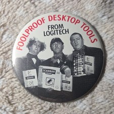 Logitech Foolproof Desktop Tools Pinback With The Three Stooges - Circa 1990 picture