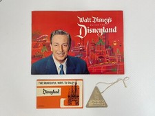 Vintage 1961 DisneyLand Guided Tour Badge Hang Tag and Guides *RARE picture
