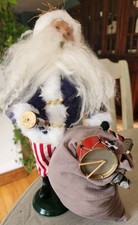 Vtg Byers Choice Signed Patriotic Santa Claus Christmas Figurine 2002 w/ Toy Bag picture