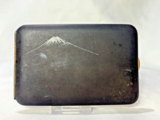 Antique Nogawa Noboru Cigarette Case Gold Plate Details Mount Fuji Meiji Era picture