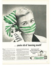 1953 Chlorodent Toothpaste Vintage Ad Christmas Santa Claus Gift Wrap Beauty picture