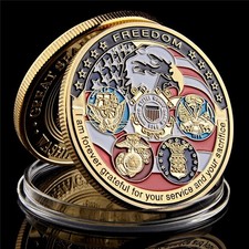 Freedom Eagle Commemorative Challenge Coin Gold Plated Military Collection Souve picture