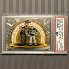 Topps 2025 Pixar Gold Double Acts DA-1 Woody & Buzz Mini Diamond /50 PSA 10 picture