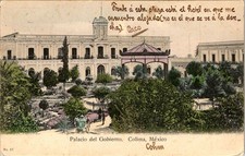 Colima Mexico Palacio del Gobierno Plaza Vintage Postcard 1908 Posted picture