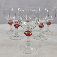 Cordial Glass Liquor Shot France Set 6 Small Barware Orange White Ball Stem 4.5