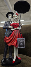 Well Dressed Home Gothic Skeleton Couple Umbrella Figurine Painted Resin 24in picture