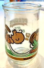Welch's Peanuts Glass Jelly Jar Charlie Brown & Lucy It’s Kick off Time #4 picture