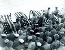 WWII B&W Photo US Navy Burial At Sea Leyte Gulf  World War Two WW2 USN  / 1269A picture