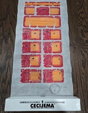 Vintage Hand Painted Red/Pink Cecijema Mayan Calendar From Yucatan Mexico (W7) picture