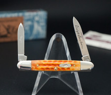 2005 Case XX 1st RUN Eisenhower Knife - Jigged Harvest Orange Bone Handles - NIB picture