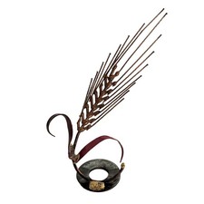 Vintage 1970s Miniature Brutalist Metal Wheat Sculpture, Original Box picture