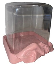 RARE Vintage MCM Thick Lily Flower Lucite & Incolay Tissue Box Holder Cover Pink picture