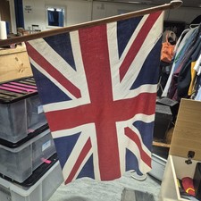 Vintage Large Union Jack Flag England Cotton Linen British Made - 44” x 31.5” picture