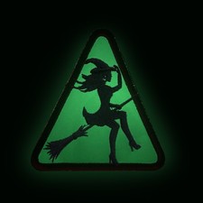2Pcs Glow in the Dark Witch Patch Set, Triangle Embroidered Morale Patches picture