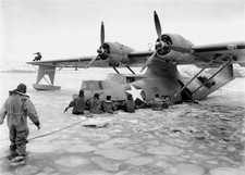 WWII B&W Photo Catalina PBY in Ice World War Two  WW2 USN World War Two  / 7093 picture