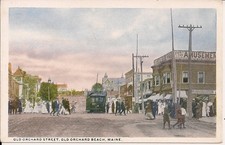Old Orchard Beach ME OOB Street View ca 1915 Streetcar, Trolley, Amusement Park picture