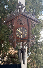 Antique C 1890s German Black Forest Railroad Cuckoo Clock - RUNS GOOD picture