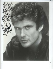DAVID HASSELHOFF Signed KNIGHT RIDER MICHAEL VINTAGE PHOTO GREAT INSCRIPTION picture