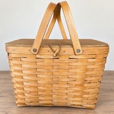 VTG 1998 Longaberger Large Picnic Basket 10324 Protector Riser Lid USA picture
