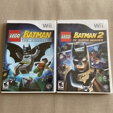 LEGO Batman Videogame 1 & 2 DC Super Heroes (Nintendo Wii Set) LOT TESTED CIB + picture
