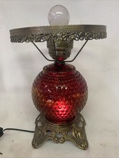 Vintage EF Industries 1970 #338 Red Dots Glass Parlor Lamp picture