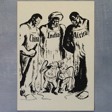 Anti-colonialism by Robert Minor USA China Africa India Russian postcard 1962💥 picture