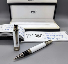 Montblanc JFK White Resin Rollerball Pen Silver Trim - NIB 2025 Luxury Gift picture
