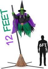 Halloween Decorations Outdoor - 12 Ft Animated Hovering Witch Animatronics picture