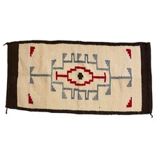Vintage Southwest Saddle Blanket Rug 28x55 Inches Brown Red Tan Native Style picture