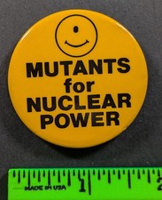 Vintage One Eye'd Mutant for Nuclear Power Pinback Pin picture