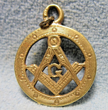 Antique MASONIC 18k Yellow Gold Pendant Charm Medal picture
