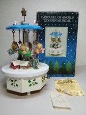 Vintage  Enesco Angels Music Box Dangle Christmas Landscape Mistletoe 1983 picture