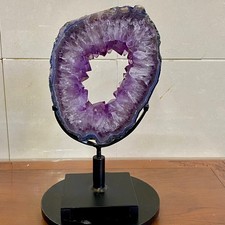 11LB Natural Amethyst Cave Crystal Slice Crescent shaped Hand Cut Repai picture
