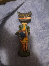 Vintage Poliwoggs Folk Art Cat Figurine Excellent Condition, Swinging Arms picture