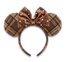 Baublebar Disney Minnie Mouse Plaid Ear Headband Brown NWT's Fall Halloween RARE picture