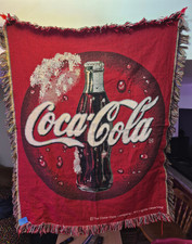 VINTAGE 1990's COCA-COLA WALL ART FRINGED TAPESTRY 36