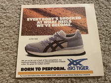 Vintage 1986 ASICS TIGER ULTRA 1000 Shoes Poster Print Ad 1980s picture