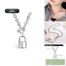 Dankadi Women 925 Sterling Silver Key Lock Pendant Necklace Fashion Solid picture
