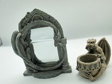 Vandor 1997 Dragon Mirror and Gargoyle Votive Holder-Resin picture