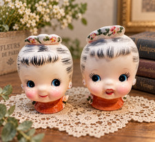 Vintage 1950s Granny Miss Cutie Pie Salt Pepper Shakers Japan Napco Style picture