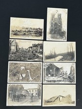 Original LOT Military Photo Postcards WWI Bombing Damage GRIM RELICS 1914-1918 picture