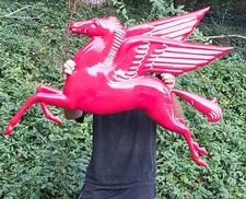 Red Mobil oil Pegasus 3D Embossed Porcelain Metal Gas Oil Sign Approx. 36