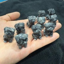 50pc Natural Black flash quartz Carved Crystal Pug Reiki healing picture