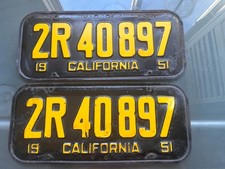 Original 1951 California '51 CA License set picture