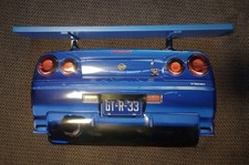 NISSAN SKYLINE GT-R33 V-SPEC STYLE FLOATING TIN & WOOD DISPLAY SHELF WALL DECOR picture