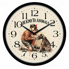 Be Kind To Animals 10 Inch Wall Clock Vintage Boy Dog Pet Lover Decor | Quartz picture