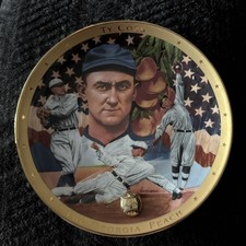 TY COBB - THE GEORGIA PEACH Plate BASEBALL The Franklin Mint Let's Play Ball picture