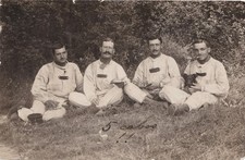 Vintage RPPC - Handsome French soldiers with mutt (
