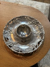 Vintage Arthur Court 1993 Sand-Cast Aluminum Grape Vine Chip and Dip picture
