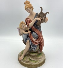 💥Large Arnart Bisque “Muse of Music” Lyre & Cherub Figurine Crown KPM⚡️MINT picture